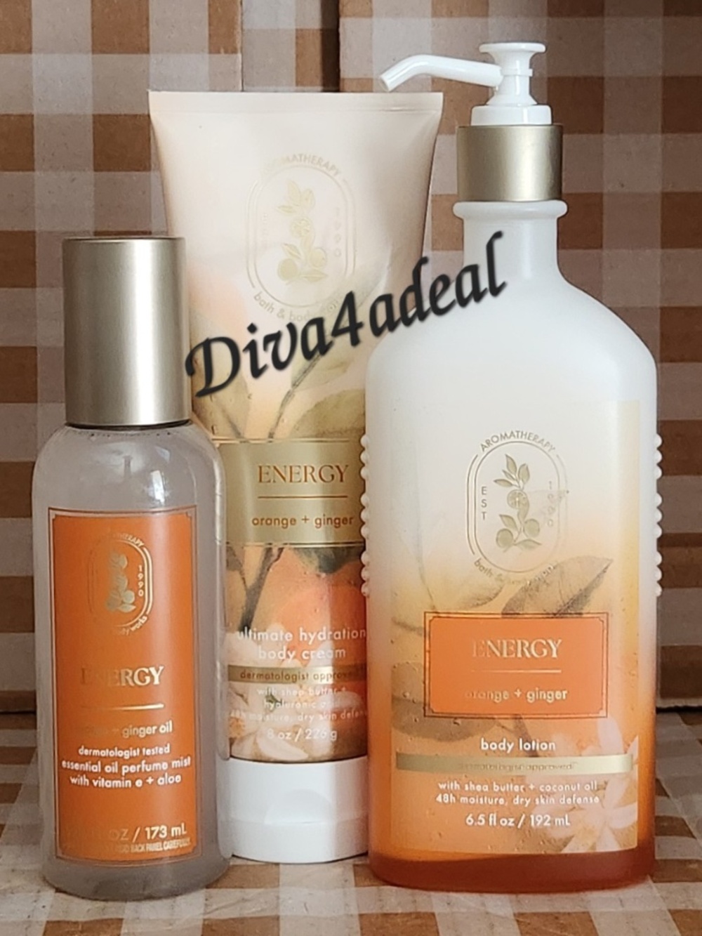 Bath & Body Works ORANGE & GINGER Energy 3PC Collection Set Bundle